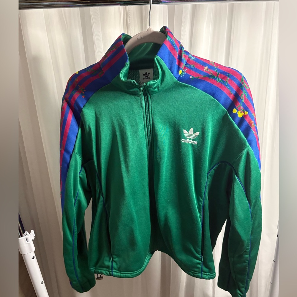 Adidas Vibrant Green Jacket with Blue and Red Accents